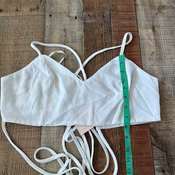 Superdown Revolve Kiya Tie Back rop Top White Wrap Tie Bralette Top L - Picture 3 of 7